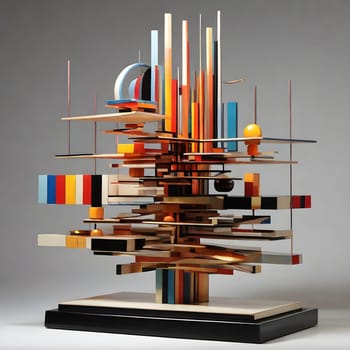 artificial intelligence generated image of Yaacov Agam's optical 3D colorful sculpture, an interactive and kinetic exploration of perception.