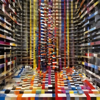 artificial intelligence generated image of Yaacov Agam's optical 3D colorful sculpture, an interactive and kinetic exploration of perception.