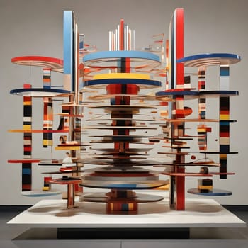 artificial intelligence generated image of Yaacov Agam's optical 3D colorful sculpture, an interactive and kinetic exploration of perception.
