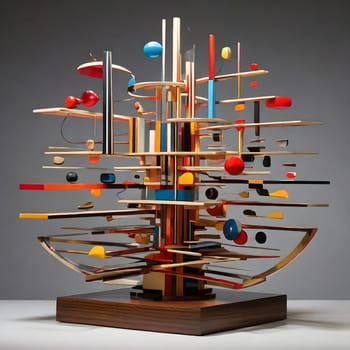 artificial intelligence generated image of Yaacov Agam's optical 3D colorful sculpture, an interactive and kinetic exploration of perception.