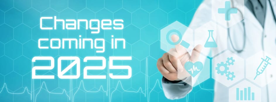 Doctor touching an icon on a futuristic interface - Changes coming in 2025
