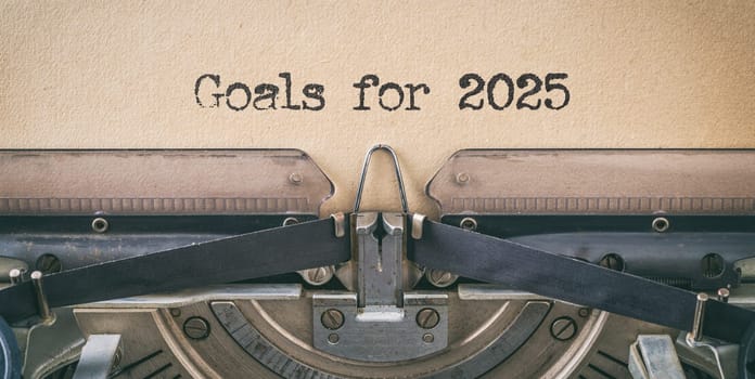 Text written with a vintage typewriter - Goals for 2025