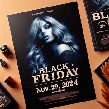 A flyer with the inscription “Black Friday”. Stylish and modern design. Bargain day