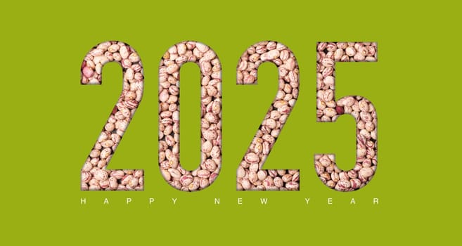2025 beans new year concept on a green background. 3d illustration