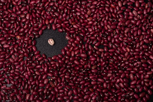 Red beans speech texture pattern background, top viewpoint