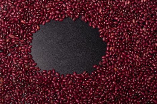 Red beans texture pattern with empty space background, top viewpoint