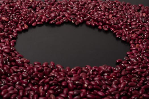Red beans texture pattern with big empty space background, top viewpoint