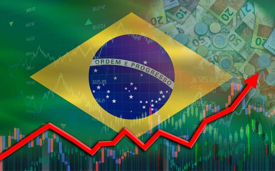 Brazil economic growth on financial graph. Brazil economy growth on financial trade