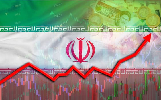 Iran economic growth on financial graph. Iran financial growth on market graph