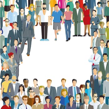 large groups of people illustration isolated