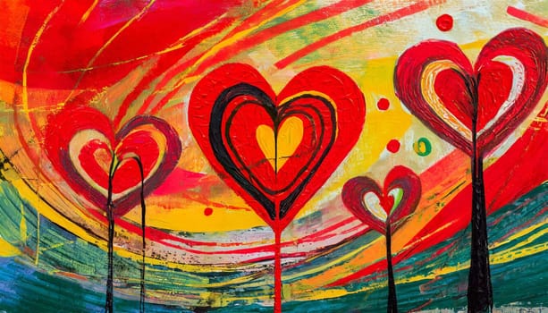 Abstract Heart Tree Painting - Generative Art