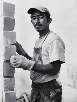 Bricklaying man masonry guy manual labor construction worker