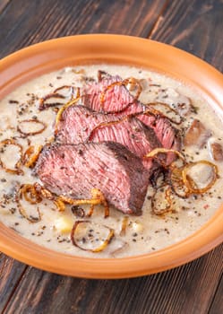 Creamy Peppercorn Steak Soup, Sliced Beef