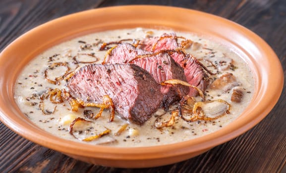 Creamy Peppercorn Steak Soup, Sliced Beef