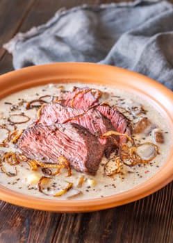 Creamy Peppercorn Steak Soup, Sliced Beef