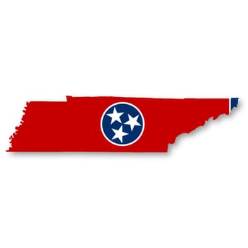 A Tennessee State Flag Map Illustration with clipping path