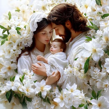 Sacred family. AI generative.