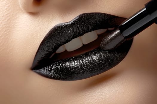 Fashionable types of lipsticks,red, black, pink and maroon. AI generative.