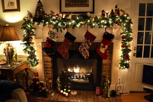 Cozy Christmas Fireplace with Festive Decor