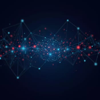 This artwork showcases a stunning representation of artificial intelligence through intricate data patterns and vivid color contrasts. It highlights fusion of technology and creativity. Generative AI.