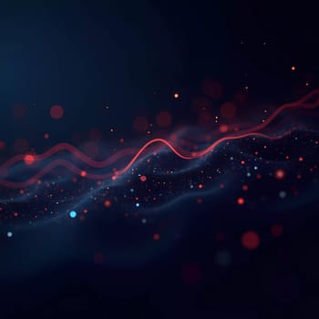 A visually striking digital background features fluid audio waveforms interspersed with colorful particles, creating an engaging tech-inspired atmosphere. Generative AI.