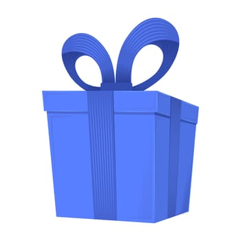 Vector blue gift box isolated on white background.