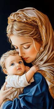 Mother of God with a baby. AI generative.