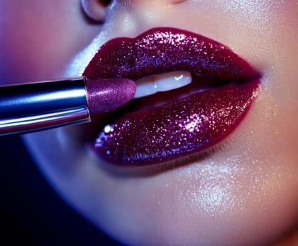 Fashionable types of lipsticks,red, black, pink and maroon. AI generative.