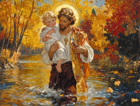 St. Christopher. AI generative.