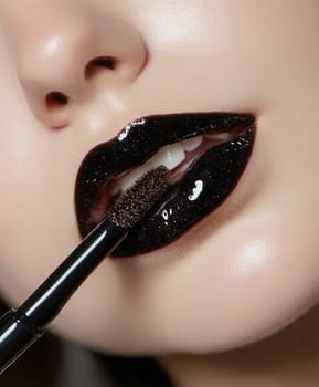 Fashionable types of lipsticks,red, black, pink and maroon. AI generative.