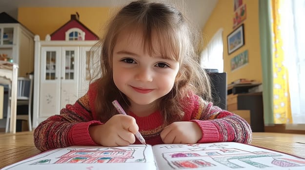 Children painting drawings. AI generative.