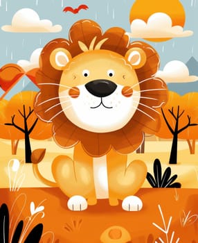 Illustration for children, savannah animals. AI generative.