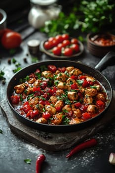 Chicken Masala dish. AI generative.