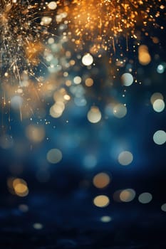 Blue and gold Abstract background and bokeh on New Year's Eve. AI generative.