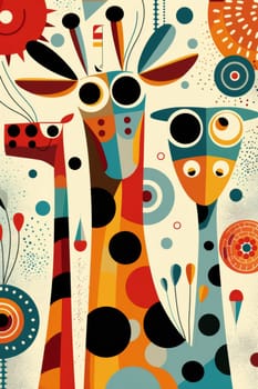 Illustration for children, savannah animals. AI generative.