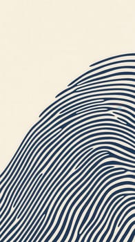 Curving lines create a visually striking representation of ocean waves against a soft beige background. The design emphasizes flow and movement, evoking a sense of calm.