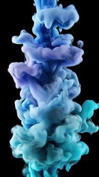 Vivid shades of blue and purple mix and swirl together, forming dynamic, abstract shapes. The vibrant colors stand out against a dark backdrop, creating an intriguing visual effect.