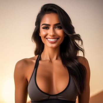 pretty young fit woman smiling, AI generated image