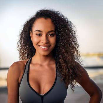 pretty young fit woman smiling, AI generated image