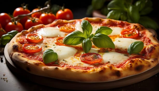 margherita pizza traditional Italian baked food, AI generated image