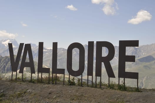 name of Valloire write in metal letters