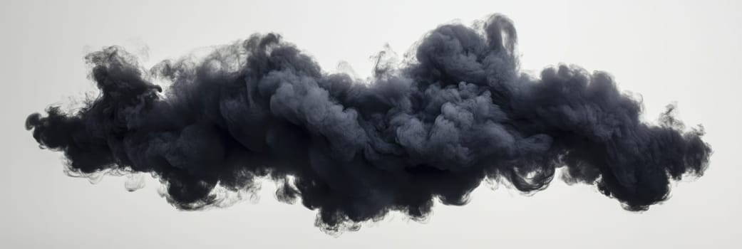 Thick black fog smoke on white background.
