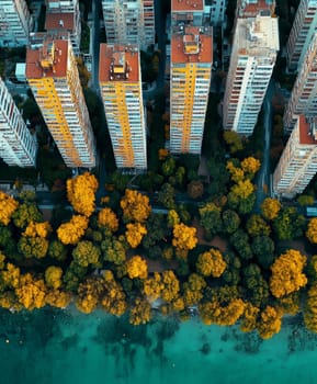 Tourist apartments in Greece on the seashore.AI generative.