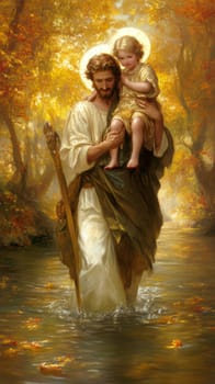 St. Christopher. AI generative.