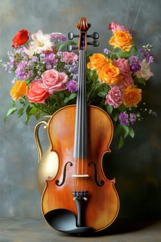 a classic wooden violin. AI generative.