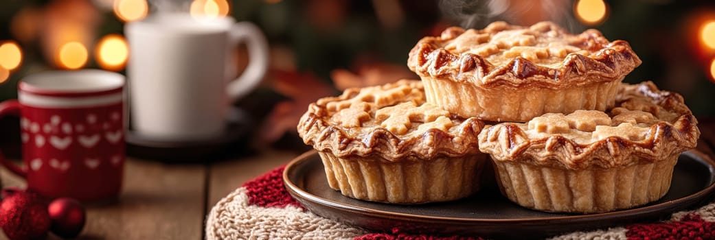 Freshly baked pies with filling. AI generative.