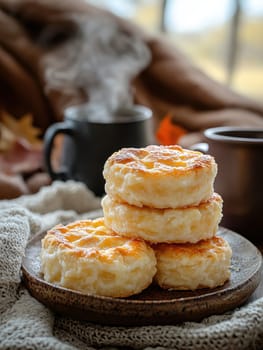 Freshly baked pies with filling. AI generative.