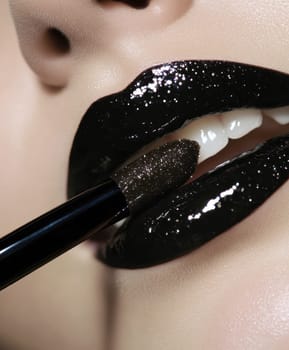 Fashionable types of lipsticks,red, black, pink and maroon. AI generative.