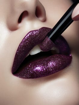 Fashionable types of lipsticks,red, black, pink and maroon. AI generative.