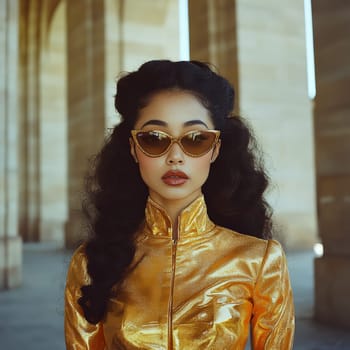 Photographs of women styled in the 1940s-50s taken on the streets of American cities. AI generative.